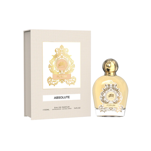Perfume bottle and packaging with 'Absolute' label on a white background