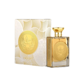 Ard Al Zaafaran Mithqal 100ml Eau de Parfum, featuring a luxurious clear bottle with golden accents and a beautifully designed floral box, representing elegance and sophistication.