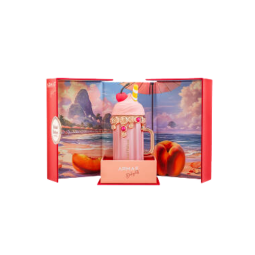 Armaf Island Breeze 100ml Eau de Toilette perfume bottle with peach-pink glass design and matching branded box packaging