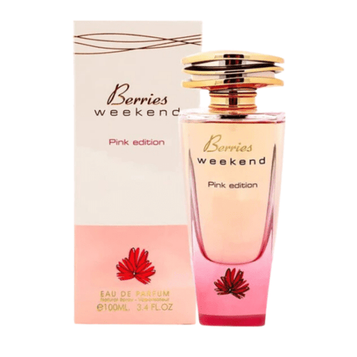Discover Berries Weekend Pink Edition by Fragrance World – authentic Dubai fragrance, 100ml Eau de Parfum, unisex, long-lasting, perfect for every occasion. Order now from DXB Scents.
