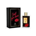 Emper Just For Love 100ml Eau de Parfum women’s floral fragrance bottle with black and gold design, displayed alongside its matching black luxury box with red accents