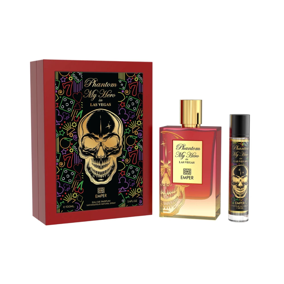 Emper Phantom My Hero in Las Vegas perfume bottle and gift set