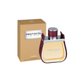 Emper Protocol Eau de Toilette 100ml in a stylish bottle with a burgundy leather band and sleek silver cap, packaged in a gold box.