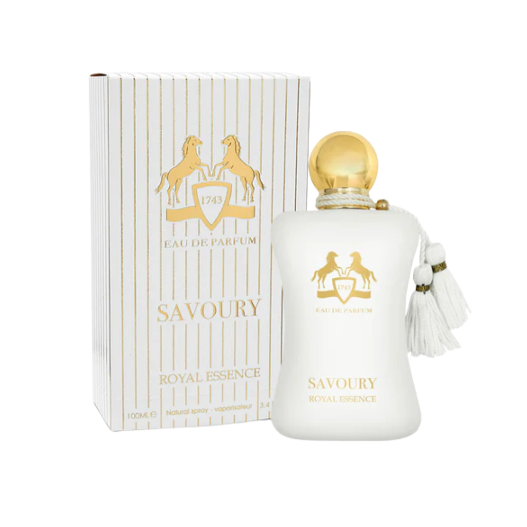 Bottle of Fragrance World Savoury Eau De Parfum 100ml women’s floral chypre fragrance
