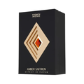 French Avenue Amber Saffron Extrait de Parfum 100ml luxury black box featuring a gold geometric diamond design with amber center