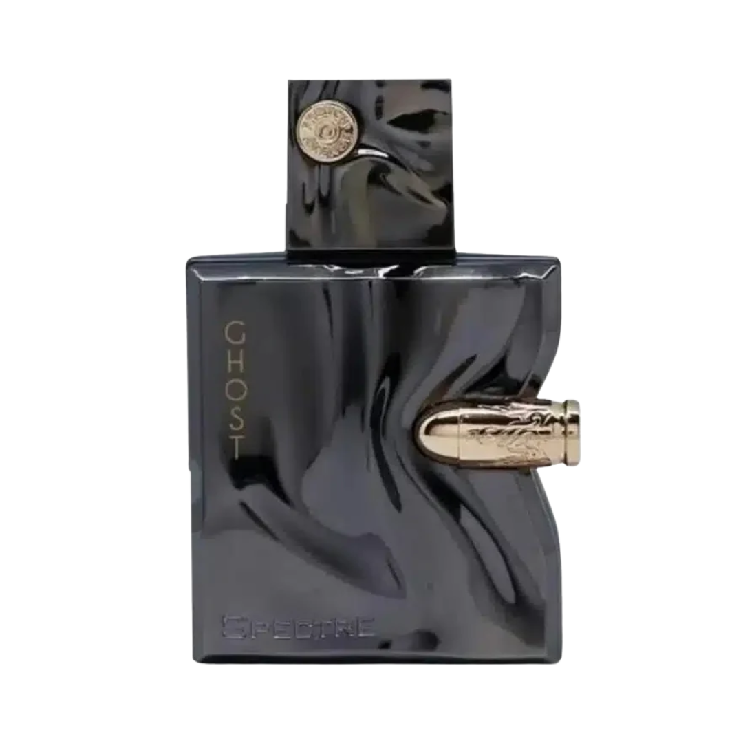 French Avenue Spectre Ghost Eau De Parfum black bottle with bullet accent