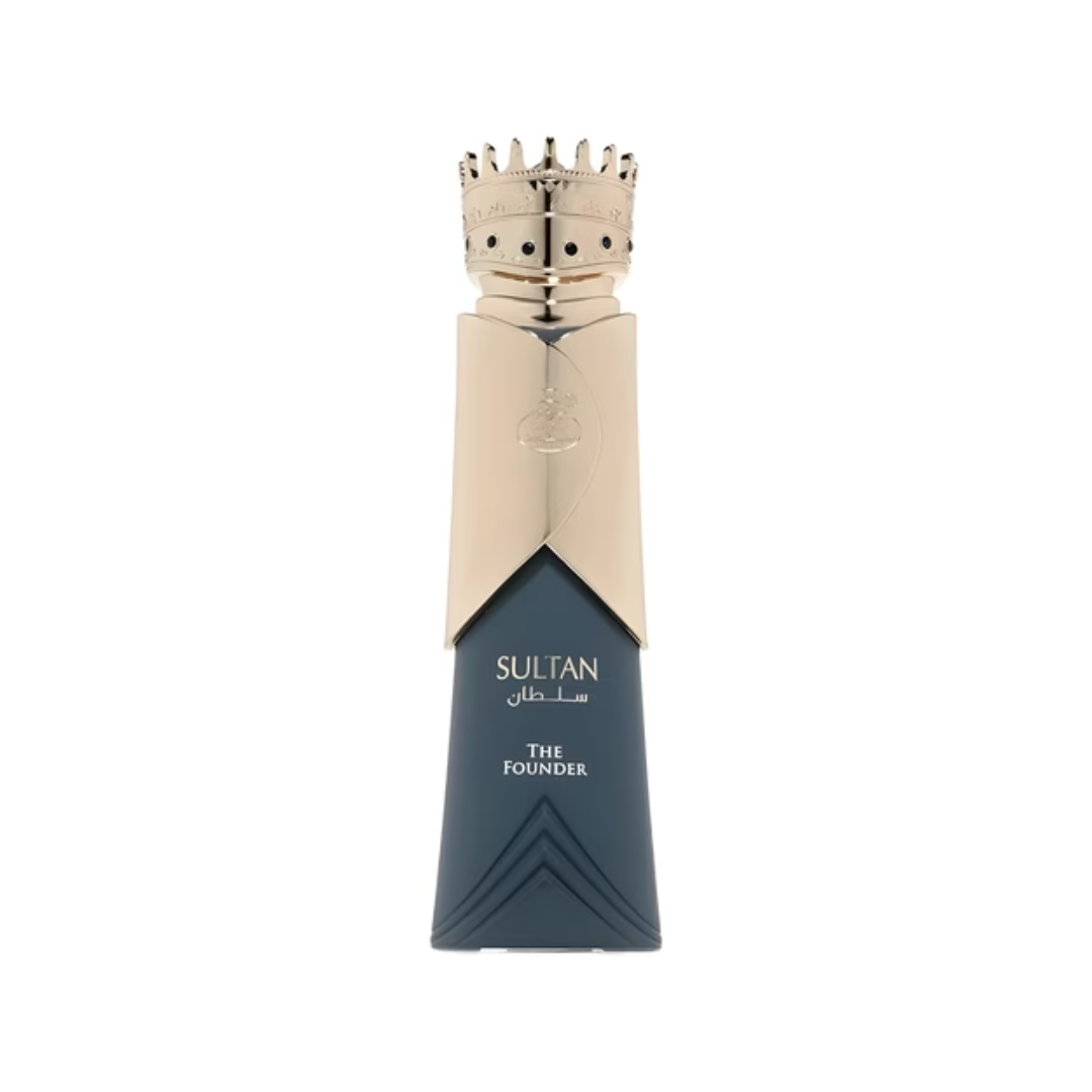 French Avenue Sultan The Founder 80ml EDP with crown bottle design in dark blue.