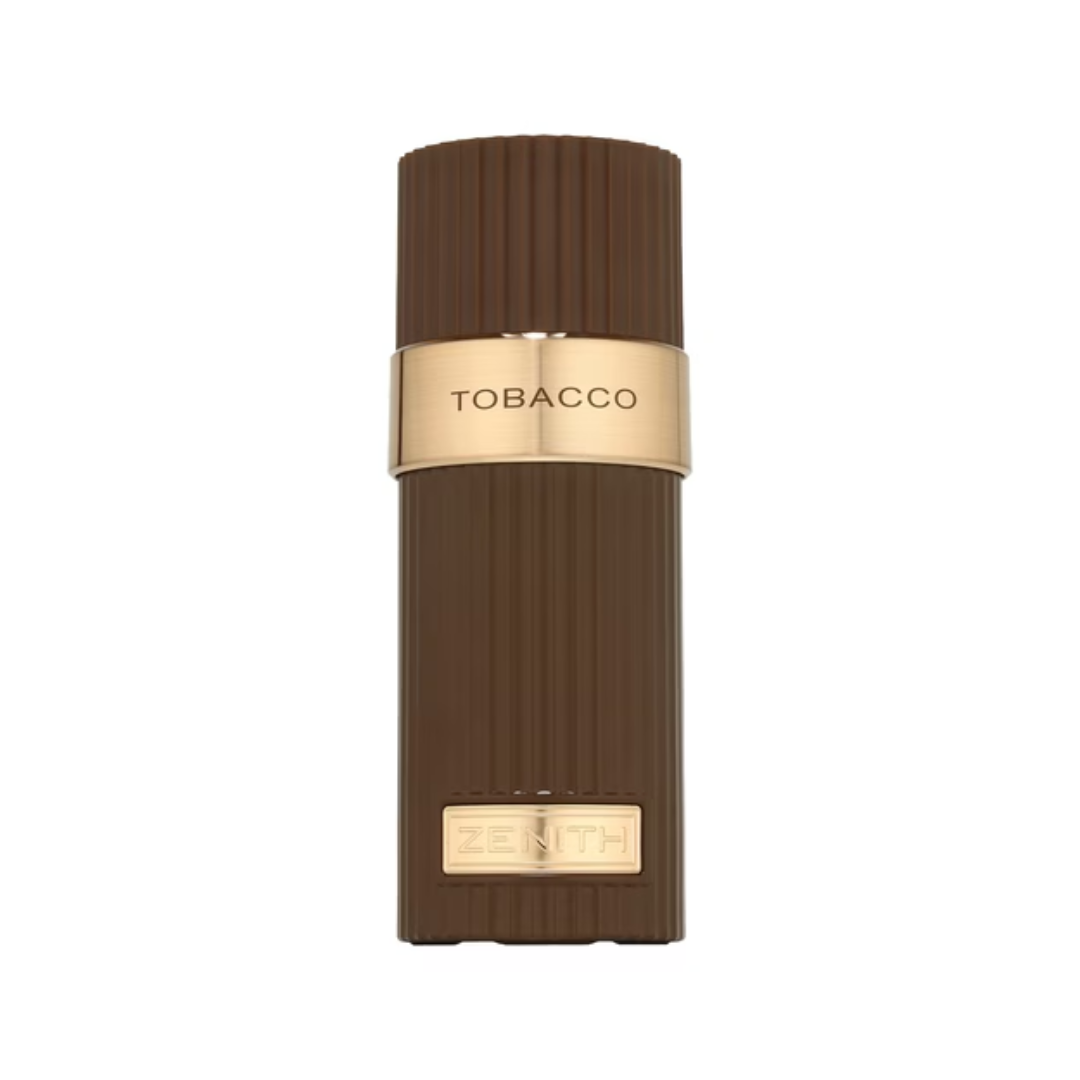 French Avenue Zenith Tobacco 100ml with elegant bottle design, showcasing a unisex gourmand fragrance with notes of chocolate, caramel, and tonka.