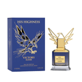 His Highness Victory Elixir Eau De Parfum bottle with blue and gold eagle cap