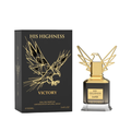 His Highness Victory Eau De Parfum bottle with black and gold eagle cap