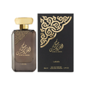 Lattafa Musk Al Aroos 100ml EDP bottle with lemon, sandalwood, and white musk notes, offering a soft, long-lasting women's fragrance.