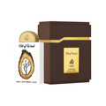 Lattafa Pride Art of Wood 100ml Eau de Parfum unisex fragrance featuring a white bottle with wood-inspired artwork and gold cap, displayed alongside a brown luxury box with gold detailing