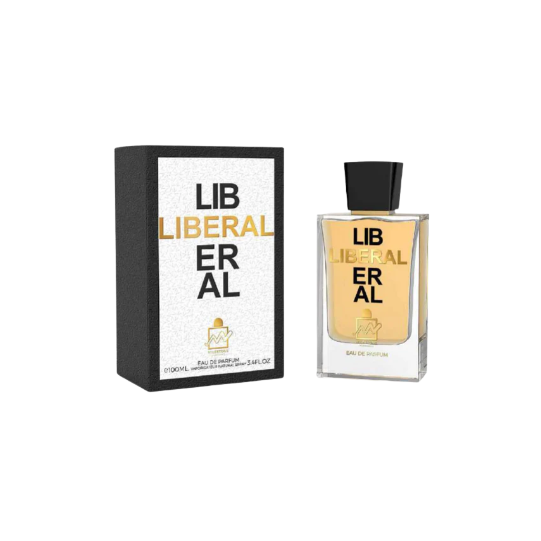 Liberal 100ml EDP bottle with fresh lavender and vanilla notes, offering a balanced and long-lasting unisex fragrance.