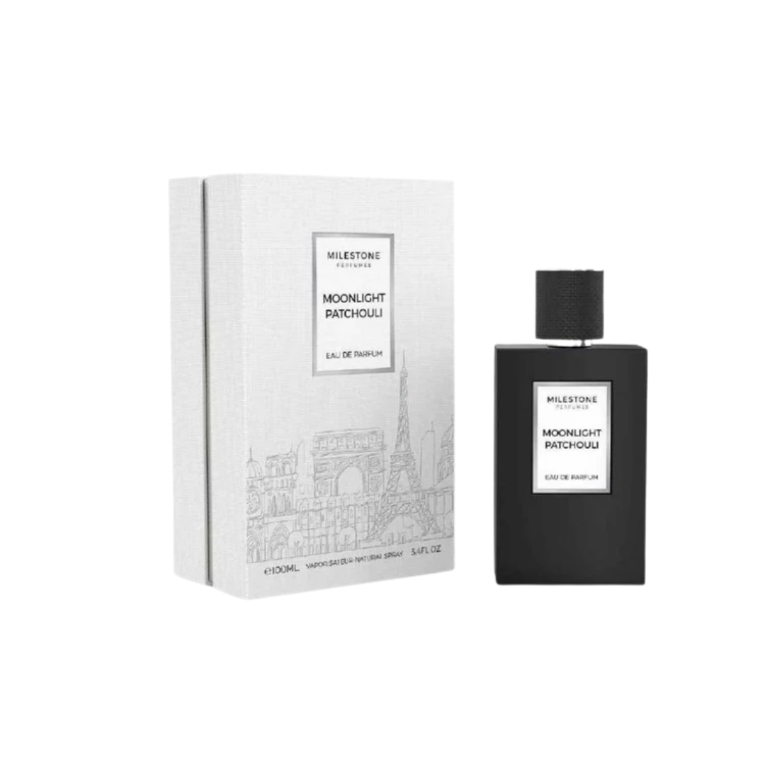 Milestone Moonlight Patchouli 100ml EDP Unisex Bottle and Box