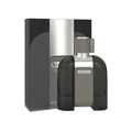 Mirada Shield 100ml Eau de Parfum for Men, featuring a sleek black and silver bottle, showcasing a sophisticated, modern design alongside its packaging.