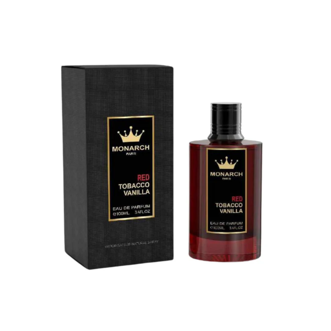 Monarch Paris Red Tobacco Vanilla 100ml bottle with cinnamon, tobacco, amber, and vanilla fragrance notes