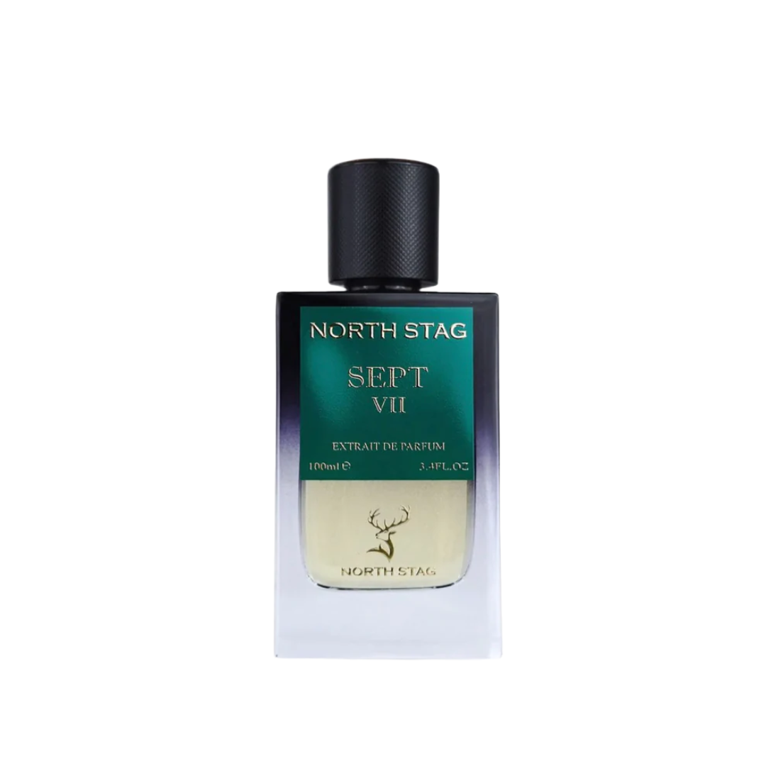 North Stag Sept VII by Paris Corner 100ml EDP bottle with melon, pineapple, and vanilla notes, offering a fresh and balanced unisex fragrance.