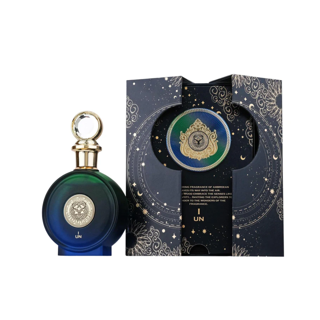 Paris Corner North Stag I UN 100ml EDP bottle with melon, patchouli, and vanilla notes, offering a fresh and long-lasting men's fragrance.