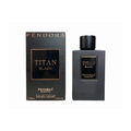 Pendora Scents Titan Black 100ml EDP with sleek black packaging and elegant bottle design.